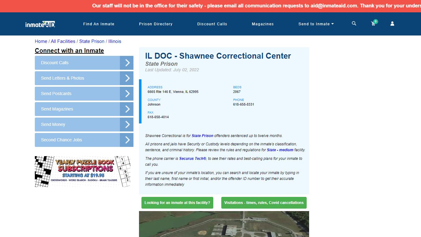 IL DOC - Shawnee Correctional Center & Inmate Search ...