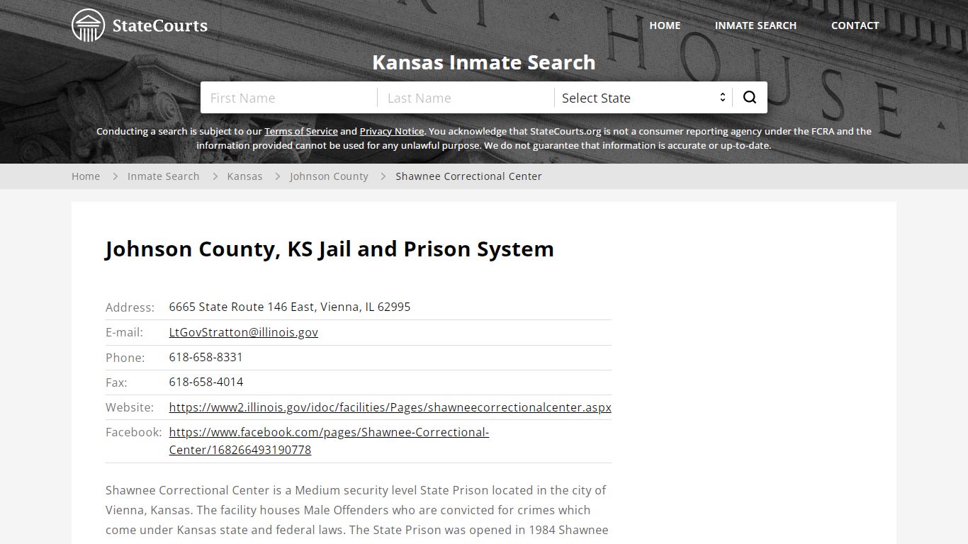 Shawnee Correctional Center Inmate Records Search, Kansas ...